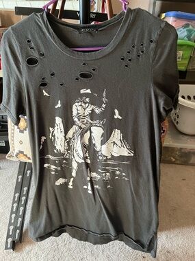 Distressed Western Graphic Tee in Black